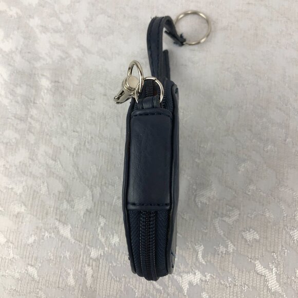 Tyler Rodan Round Navy Blue Faux Leather Zippered Coin Pouch with Unicorn Charm - Picture 5 of 15